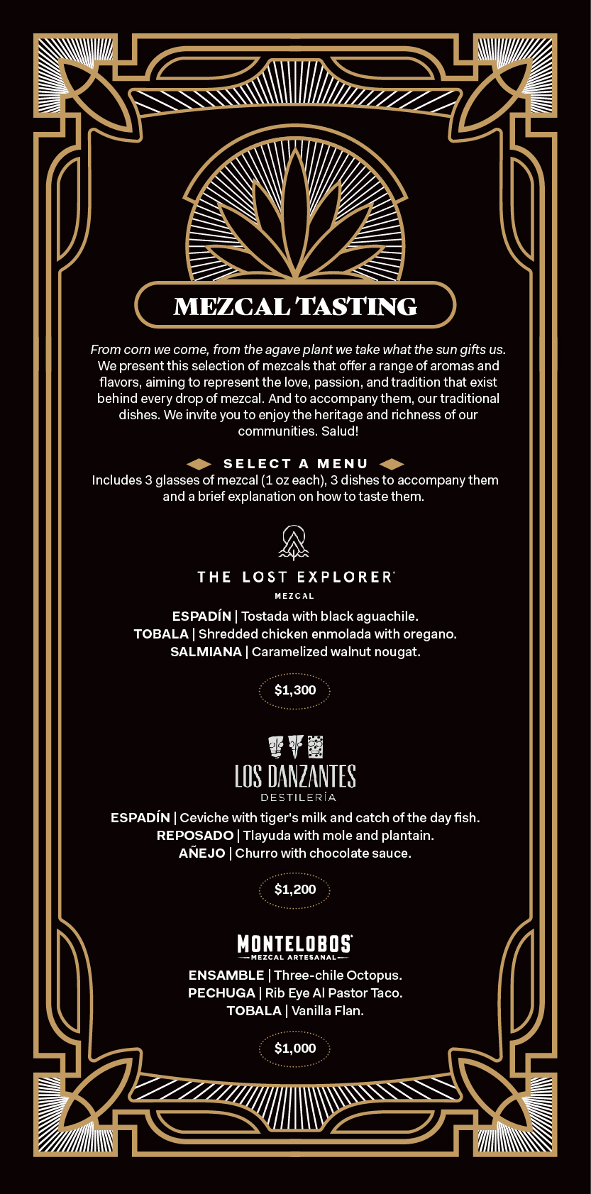 Mezcal Tasting Menu • La Perla Pixán Cuisine & Mezcal Store - La Carbonería